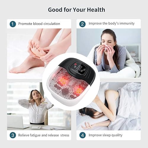 RIGHTMELL Foot Spa Bath Massager with Heat, Epsom Salt,Bubbles, Vibration and Red Light, Tub for Stress Relief,Foot Soaker, Christmas Gifts Birthday Gifts for Mom Dad Women Men Her Him thumbnail 4