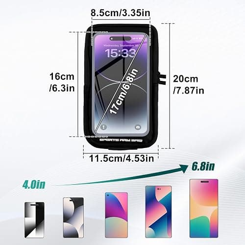 Phone Holder for Running, Running Armband Phone Holder with Carabiner, Phone Armbands for iPhone 17 16 15 14 13 12 11Pro Max & Galaxy S25/S24/S23, Cell Phone Armband Up to 6.8'' Phone (Black) thumbnail 7