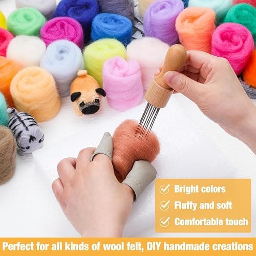 Mayboos Needle Felting Starter Kit,Wool Roving 40 Colors Set, Wool Felt Tools with Instruction Included for Felted Animal Needle Felting Supplies thumbnail 4