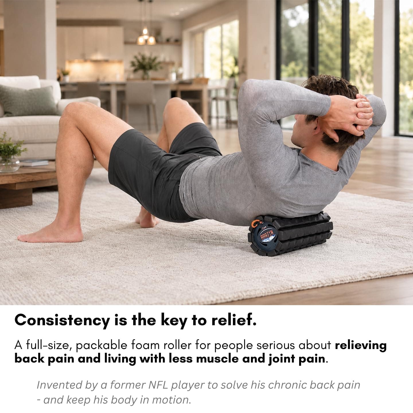 Brazyn Morph Foam Roller - for Home, Gym, Office, Travel, Athletes - Collapsible & Lightweight Roller for Trigger Point Massage, Myofascial Release (Alpha Series (Deep Tissue) - Midnight) thumbnail 4