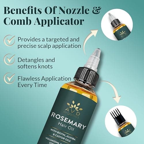 AVD Organics Rosemary Oil for Hair | Infused with Biotin | Hair Stregthening Nourishing and Volumizing | infused with Jojoba & Castor Oil | NON - GMO 120ml thumbnail 3