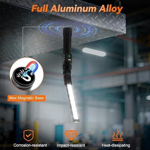 2Pack Magnetic Work Light, All Aluminum & 1500 High Lumens Rechargeable Work Light, 7 Mode & 360° Rotation Mechanic Light, Rechargeable Flashlight for Car Repairing, Emergency, Christmas Gifts for Men thumbnail 4