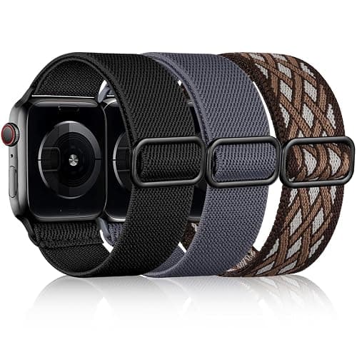 DaQin 3 Pack Braided Stretchy Solo Loop Compatible with Apple Watch Band 38mm 40mm 41mm 42mm 44mm 45mm 49mm Women Men, Sport Elastic Nylon Wristband for iWatch Series 9 8 7 6 5 4 3 2 1 SE Ultra/Ultra - Image 1