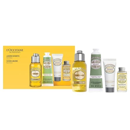 L'OCCITANE Almond Favorites Set: Cleansing Shower & Supple Skin Oils, Hand Cream & Moisturizer, Travel Size Skincare Essentials, Bath & Body Gift Set - Image 1