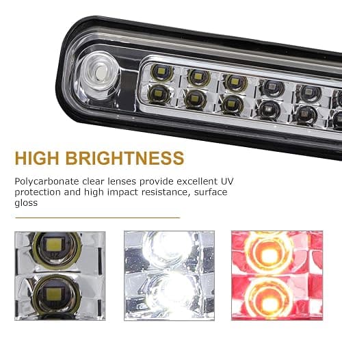 Youxmoto LED 3rd Third Brake Light Fit For Chevy Silverado | GMC Sierra | C/K | Sierra 1988-1998 High Mount Stop Light Cargo Light Replacement (Chrome Housing/Clear Lens) thumbnail 3