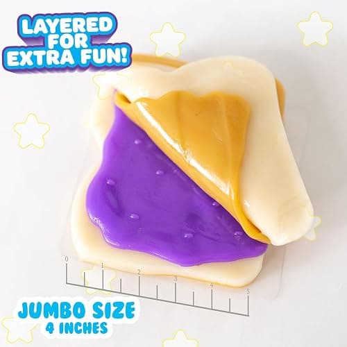 MushMeez Taba Squishy- Peanut Butter & Jelly PB&J (Jumbo) Large, 3.75" Super Soft & Sticky Layered TABA Squishies - Squish, Squeeze, Great for Stress Relief - Sensory / Fidget Play Food Squishy Toys thumbnail 5