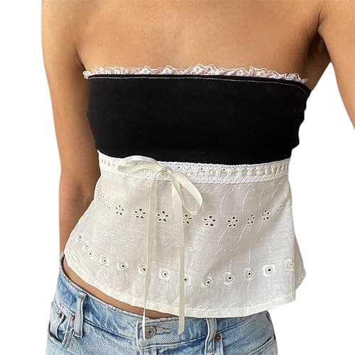Women Y2k Backless Crop Top Sexy Tie Up Spaghetti Strap Camisole Shirt Cute Summer Tops thumbnail 2