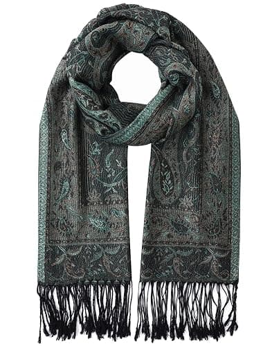 Umjetnost Womens Soft Silky Pashmina Rave Scarf Paisley Pattern Pashmina Shawl Wrap with Fringes - Image 1