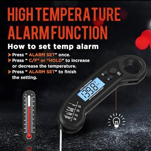 Meat Thermometer Digital, Instant Read Meat ThermometerI for Grill and Cooking, Waterproof Food Thermometer for Kitchen and Outside, BBQ, Turkey, Candy, Liquids, Beef thumbnail 4