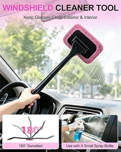 THINKWORK Car Cleaning Kit with Vacuum,Deep Cleaning for Interior Detailing | 7600PA High Power Corded Handheld Vacuum,Windshield Cleaner Tool, Detailing Brush Set,22Pcs Pink Accessories,Gift for Women thumbnail 5