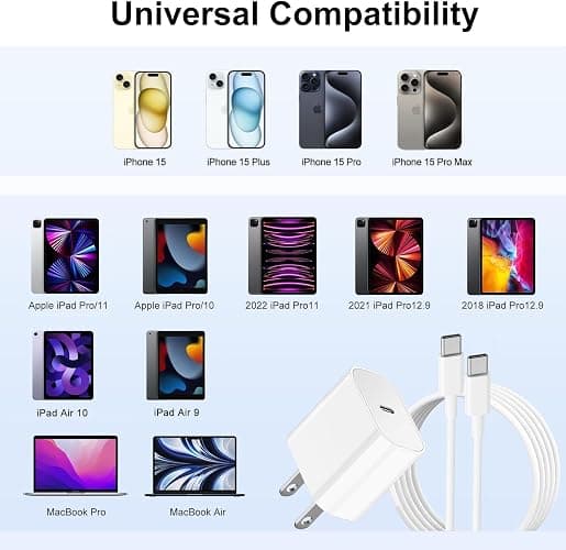 USB C Charger for iPhone 17 16 15 Fast Charging 10ft, 20W Apple USBC Charger Block and Type C to C Cable Cord for iPhone 17 Air/16 Pro/16 Pro Max/15 Pro/15 Pro Max/15 Plus/iPad Pro/Air thumbnail 6