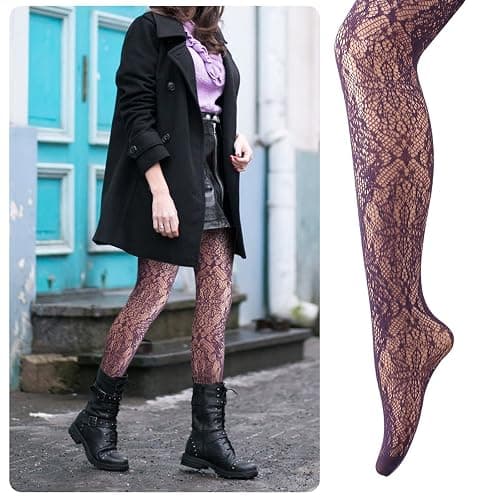 DIAOKANAI 4 Pack Women's Patterned Fishnets, Orange,Green,Purple,Blue Fishnet Tights, Colored Fish Net Stockings Pantyhose thumbnail 4
