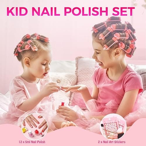 TOMICCA Kids Nail Polish Set, Non Toxic Quick Dry Water-Based Peel-Off 10 Colors Toddler Nail Polish Kit Natural Safe Quick Diy Kids Gifts Kit for Girls Ages 5+ thumbnail 2
