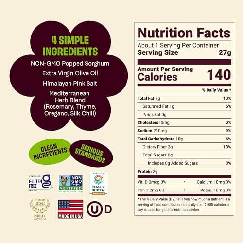 Cob Variety Pack Popped Sorghum 12-pack (1 oz. bags) | Corn-Free Popcorn Alternative | Seed Oil Free | Non-GMO, Gluten-Free, Vegan & Kosher | Toddler-Friendly | Allergy-Friendly | 3 of Each Flavor thumbnail 4