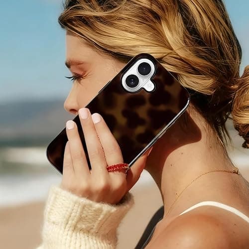 NITITOP Compatible with iPhone 17 Case Magnetic Compatible with MagSafe Cute Leopard Amber Aesthetic Tortoise Design for Women Men Girls Soft TPU Shockproof Protective Cover - Brown thumbnail 7