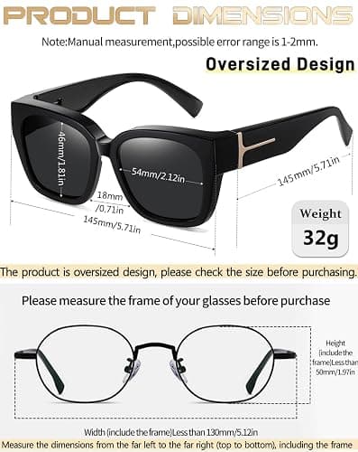 KANASTAL Oversized Over Glasses Sunglasses for Women Men Square Fit Over Polarized Sun Glasses UV400 thumbnail 4