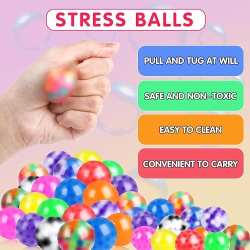 VISCOO 24 Pack Stress Balls, Squishy Ball, Squeeze Balls for Adults, Anti-Anxiety and Fidget Balls to Relax, Party Favors, Birthday Gifts, Goodie Bag Stuffers thumbnail 3