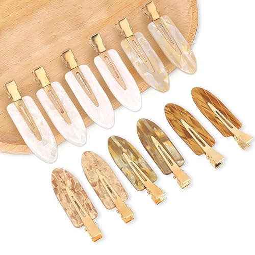 Atoden Creaseless Hair Clips No Crease No Bend Hair Clips for Styling Sectioning Makeup Salon Bangs Flat Hair Pins Alligator Duckbill Barrettes Hair Accessories for Women Girls 12Pcs White Gold thumbnail 9
