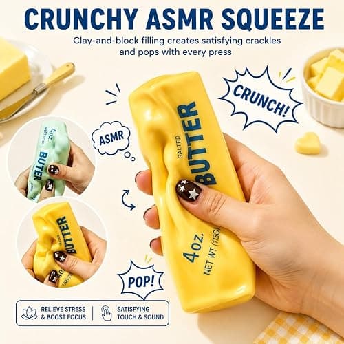 Crunchy Butter Squishy (Blue Crunchy Butter) | Filled Crunchy Squishy Stress Durable Slow Rebound Portable Sensory Play thumbnail 4