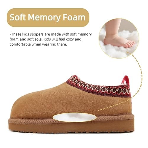 SMajong Kids Slippers Plush Warm Girls Fuzzy House Slippers Boys Platform Slipper Slip-on Shoes Winter Indoor Outdoor thumbnail 4