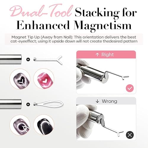 AzureBeauty Cat Eye Magnet Nail Art Tools-14PCS Powerful Cateye Gel Nail Polish Magnet Tools -Heart/French /Black Hole Magnet Sticks, DIY Glassy Cateye Nail Art Effects thumbnail 2