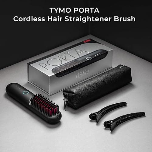 TYMO Porta Cordless Hair Straightener Brush, Portable Mini Straightening Brush for Travel, Negative Ion Hot Comb Hair Straightener for Women, Lightweight to Carry Out, USB Rechargeable, Black thumbnail 8
