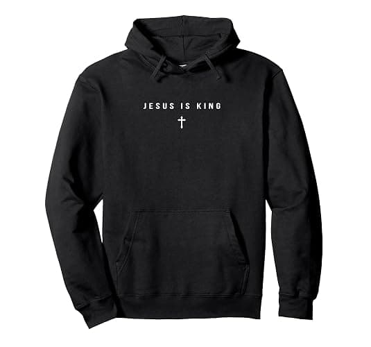 Jesus Is King Cross Christian Minimalist Religious Christ Pullover Hoodie - Image 1