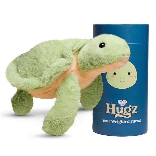 Hugz Official Shelly The Turtle – Premium Weighted Stuffed Plushie 3.8 lb for Adults & Kids – Microwavable Stuffed Animal – Heatable & Coolable – Super Soft Fur – Gift Ready Tube Packaging - Image 1