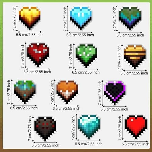 GTOTd Cute Pixel Heart Decoration Locker Fridge Magnet（12 Pack） | Accessories Merch Party Supplies Gifts Cruise Door Room Decor Magnetic Bumper Cabinets Sticker Decal Reusable Vinyl thumbnail 3