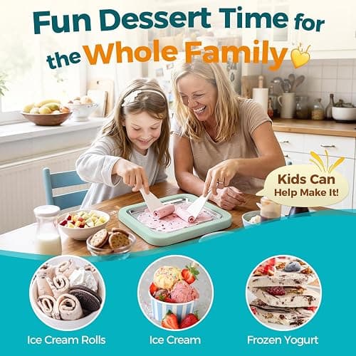 Rolled Ice Cream Maker with Quick Start Guide - DIY Instant Ice Cream Tray Kit, Includes 2 Scrapers for Manual Homemade Ice Cream Rolls, Frozen Yogurt, Sorbets & Slushies, No Electricity Needed（green） thumbnail 7