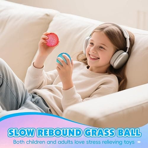 16 Pack Slow Rising Squishy Stress Balls，Textured Memory Soft Stress Ball | Squish Squeeze Toys for Adults Ball, Gumdrop Squishy Toys Bulk for Party Favors Gifts, Desk Toy and Prize thumbnail 6