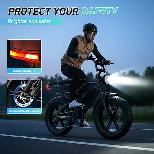 TST Electric Bike for Adults, 1500W Peak Motor 60/100 Miles Fat Tire Ebike with 48V 15Ah/25Ah Removable Battery 20" Fat Tire Electric Dirt Bike Full Suspension and 7-Speed thumbnail 4