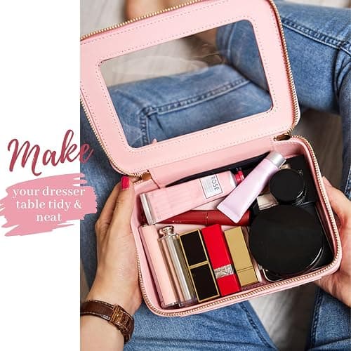 Aveniee Clear Makeup Bag Organizer, Travel Toiletry Bag for Women, Waterproof Cosmetic Pouch with Zippers,Car Accessories Organizers and Storage Case,Pink thumbnail 4