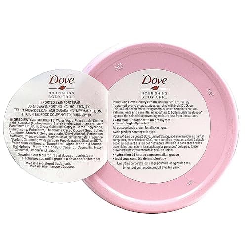 Dove Nourishing Body Care, Face, Hand, and Body Beauty Cream for Normal to Dry Skin Lotion for Women with 24-Hour Moisturization, 4-Pack, 2.53 Oz Each Jar thumbnail 4