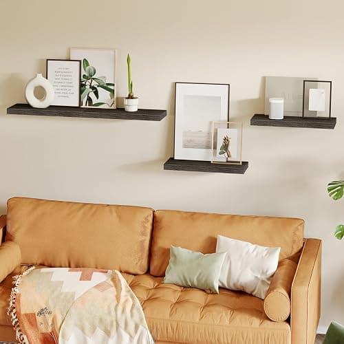 Fixwal 15.8in Floating Shelves, Rustic Wood Finish Wall Shelves Set of 4, Shelves for Wall Decor, with Invisible Brackets for Bathroom, Living Room,Bedroom and Kitchen(Gray) thumbnail 6