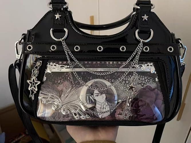 Uchyius Kawaii Ita Bag, PU Leather Shoulder Bag with Insert Anime Badge Display, Y2k Purse Pin Display Crossbody Bags thumbnail 7