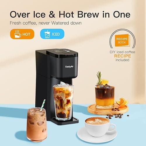 Tastyle Mini Hot and Iced Coffee Maker Single Serve, for K Cup and Ground, 6 to 14 Oz Brew Sizes, with Recipe Book, for Home, Travel, RV, Office and Dorm, Classic Black (2.0 Version) thumbnail 3