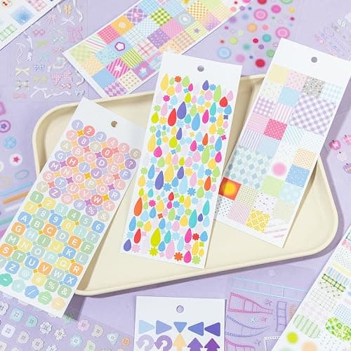 PRSTINCOL Cute Sticker Book, Dark Purple | 30 Sheets, Journaling and Scrapbooking Stickers, Letter and Pattern Self-Adhesive, For Planner, Bullet Journal, Scrapbook thumbnail 5