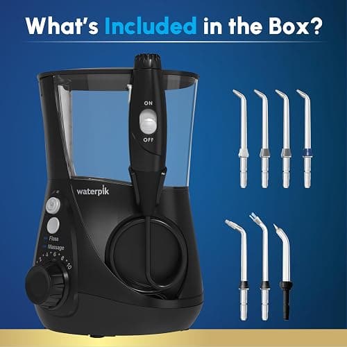 Waterpik Aquarius Water Flosser For Teeth Cleaning, Gums, Braces, Dental Care, Electric Power With 10 Settings, 7 Tips For Multiple Users And Needs, ADA Accepted, Black WP-662, Packaging May Vary thumbnail 4