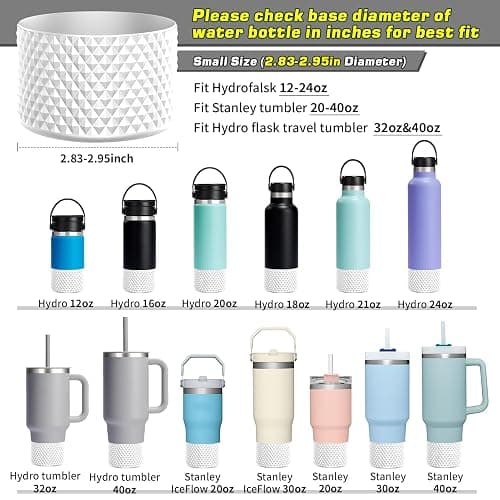 WUQID Water Bottle Boot, Diamond Silicone Boot Compatible with Stanleyy Tumbler 20-40oz & Hydroo Flask Bottle 12oz-24oz, Reduces Dents Sleeve Cover for More Bottles/Tumblers Bottom of 2.83-2.95in thumbnail 2