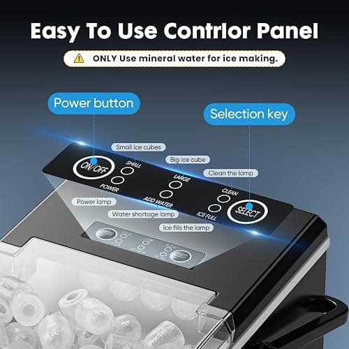 Sweetcrispy Countertop Ice Maker with Scoop, Basket and Handle, Portable Ice Machine 9 Cubes Ready in 6 Mins, 26.5lbs in 24Hrs, 2 Sizes for Home Kitchen Office Bar Party, Coal Black thumbnail 6
