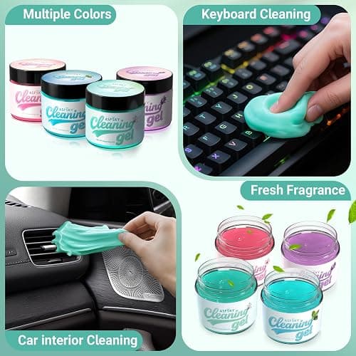ASFSKY Tastatur Reinigungsgel Auto Reinigungsgel für den Innenraum Auto Schleim Reiniger Auto Zubehör Innenraum Cleaning Gel Universeller für Laptop, Drucker, Kameras (Delikates Grün) thumbnail 9