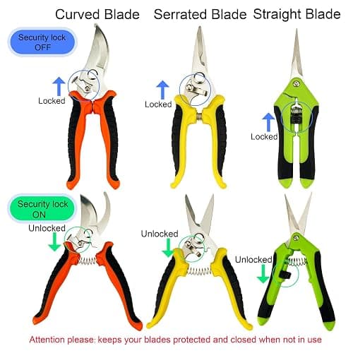 Pruning Shears, 4 Pack Garden Shears with Gardening gloves, Clippers Handheld, Stainless Steel Garden Snips, Lengnoyp Pruners for Gardening thumbnail 6