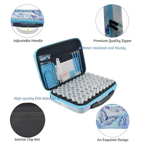 LIRUNQIU Diamond Painting Storage Containers, 60 Slots Diamond Painting Accessories and Tools for Diamond Art Organizer Case(Blue) thumbnail 4