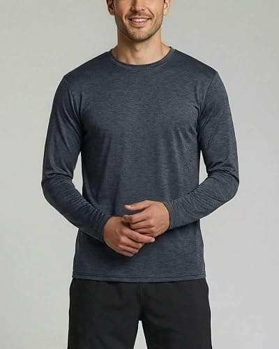 Real Essentials 4 Pack: Mens Long Sleeve Dry Fit T Shirts Hiking Fishing Workout Gym Work Sun UPF 50 Wicking Running Tee thumbnail 3