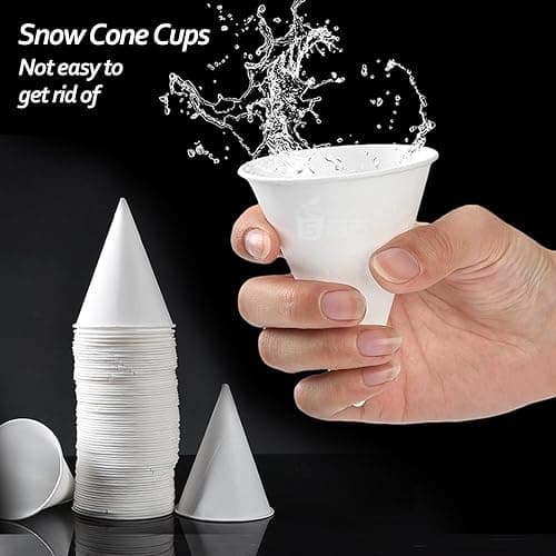 MR.FOAM 6 oz Snow Cone Cups, 100pc White Paper Cone Cups Wax Coated Leakproof Cone Paper Cups For Water Ice Cream and Shaved Ice thumbnail 4