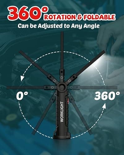 Coquimbo Mens Valentines Day Tool Gifts for Him Boyfriend Husband, Rechargeable LED Work Light BBQ Grill with Magnetic Base Hook, 360° Rotate Mechanic Flashlight Dad Birthday Gifts (2 Pack Black) thumbnail 8