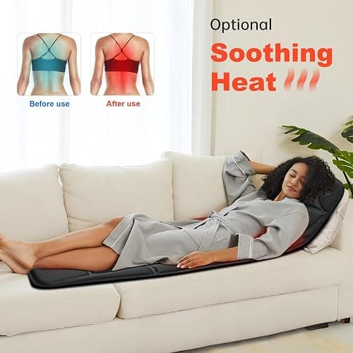 CILI Massage Mat Full Body,Massager Chair Pad,10 Vibration Motors & 5 Massage Modes,Back Massager for Bed,Massage Mattress Pad for Back,Heating Pad with Auto Shut Off, Gifts for Men,Women,Black thumbnail 3