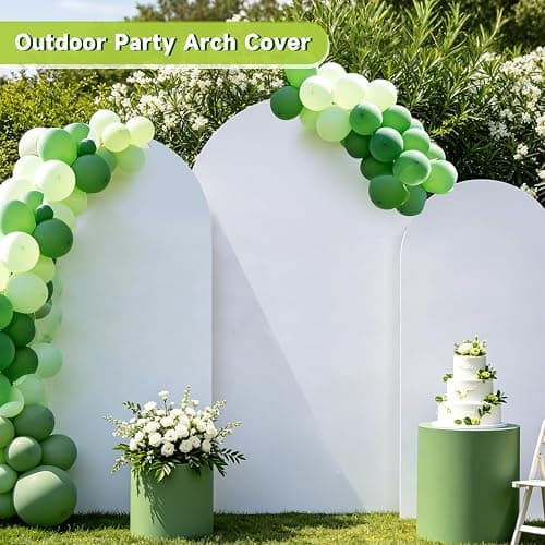 Hemmotop Stretchy White Arch Backdrop Cover Set of 3-7.2ft, 6.6ft, 6ft | Wrinkle-Free, Double-Sided, Spandex, for Wedding, Birthday, Baby Shower, Graduation Party, Reusable for Balloon Arches thumbnail 8