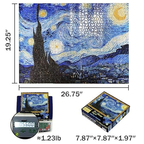 MaxRenard 1000 Piece Puzzle for Adult Van gogh Starry Night Art Masterpiece thumbnail 3